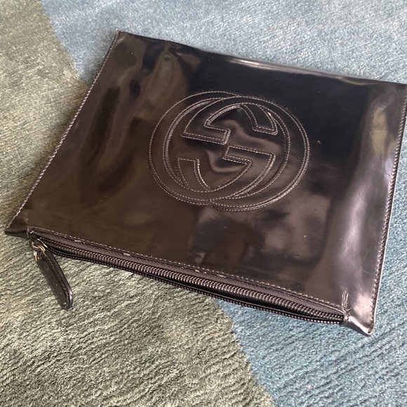 GUCCI unisex Pouchette: Limited edition Tom Ford era : black polished leather - Picture 4 of 17